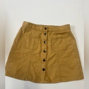 Urban Outfitters BDG Mustard Button-Front Mini Skirt | Utility Pockets | Size S